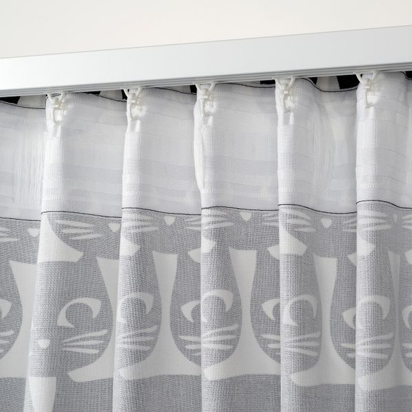 Гардины, 2 шт., белый черный/кот 145x300 см IKEA MATTRAM МАТТРАМ 305.397.01 - схема-чертеж с размерами