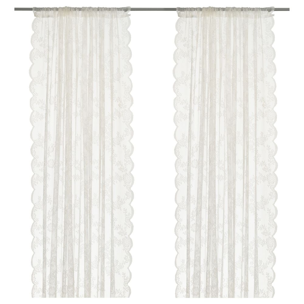 Гардины, 2 шт., белый с оттенком 145x300 см IKEA ALVINE SPETS АЛЬВИНЕ СПЕТС 502.632.30 - фото 1