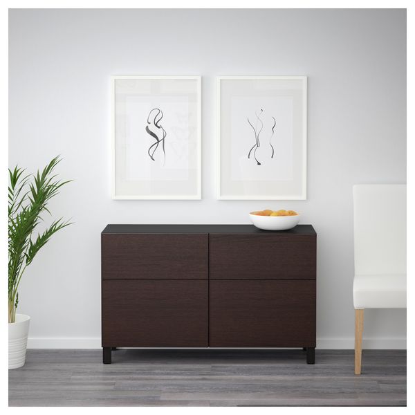 Комбинация для хранения с дверцами, ящиками БЕСТО, черно-коричневый, Инвикен черно-коричневый (120x40x74 см) - фото 2