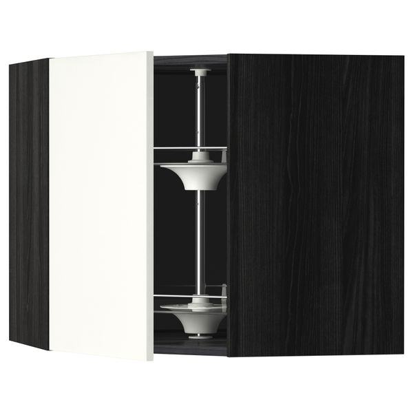 Угловой навесной шкаф с вращающейся секцией МЕТОД, черный, Хэггеби белый - схема-чертеж с размерами