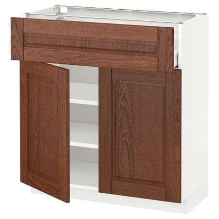 Напольный шкаф + ящик, 2 дверцы МЕТОД / МАКСИМЕРА, белый, Филипстад коричневый
