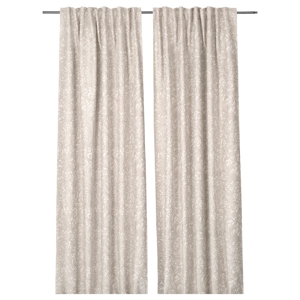 Гардины, 2 шт., с цветочным орнаментом/естественный 155x300 см IKEA ÅSABRITT ОСАБРИТТ 604.937.49 - фото 1