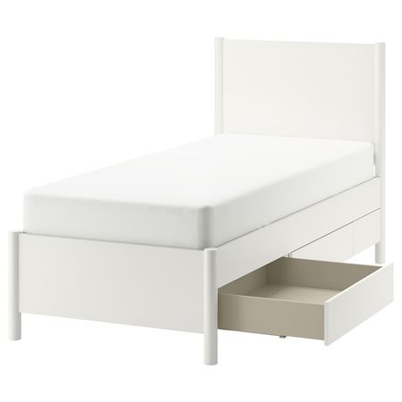 TONSTAD Каркас кровати с ящиками - белый с оттенком/Luröy 90x200 см