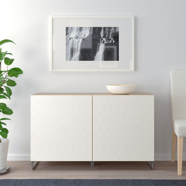 Комбинация для хранения с дверцами, под беленый дуб/вассвикен/суларп белый 120x40x74 см IKEA БЕСТО 092.669.48 - фото 3