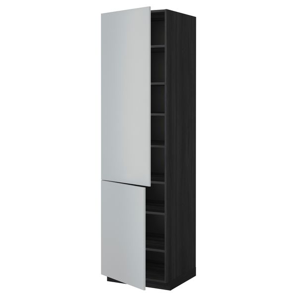 Высокий шкаф с полками, 2 дверцы МЕТОД, черный, Веддинге серый - схема-чертеж с размерами