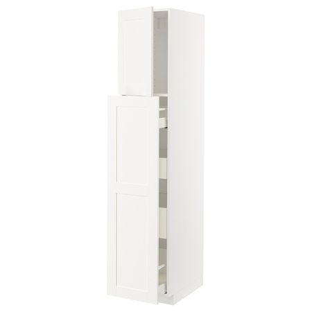 Высокий шкаф, выдвижной секция/1дв/4ящ, белый/Сэведаль белый 40x60x200 см IKEA METOD МЕТОД / MAXIMERA МАКСИМЕРА 594.201.36