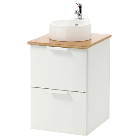 Шкаф со столешницей 29 раковина ГОДМОРГОН/ТОЛКЕН / ГУТВИКЕН, белый, бамбук (42x49x70 см)