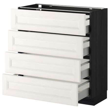 Напольный шкаф 4 фронтальных панели, 4 ящика МЕТОД / МАКСИМЕРА, черный, Лаксарби белый