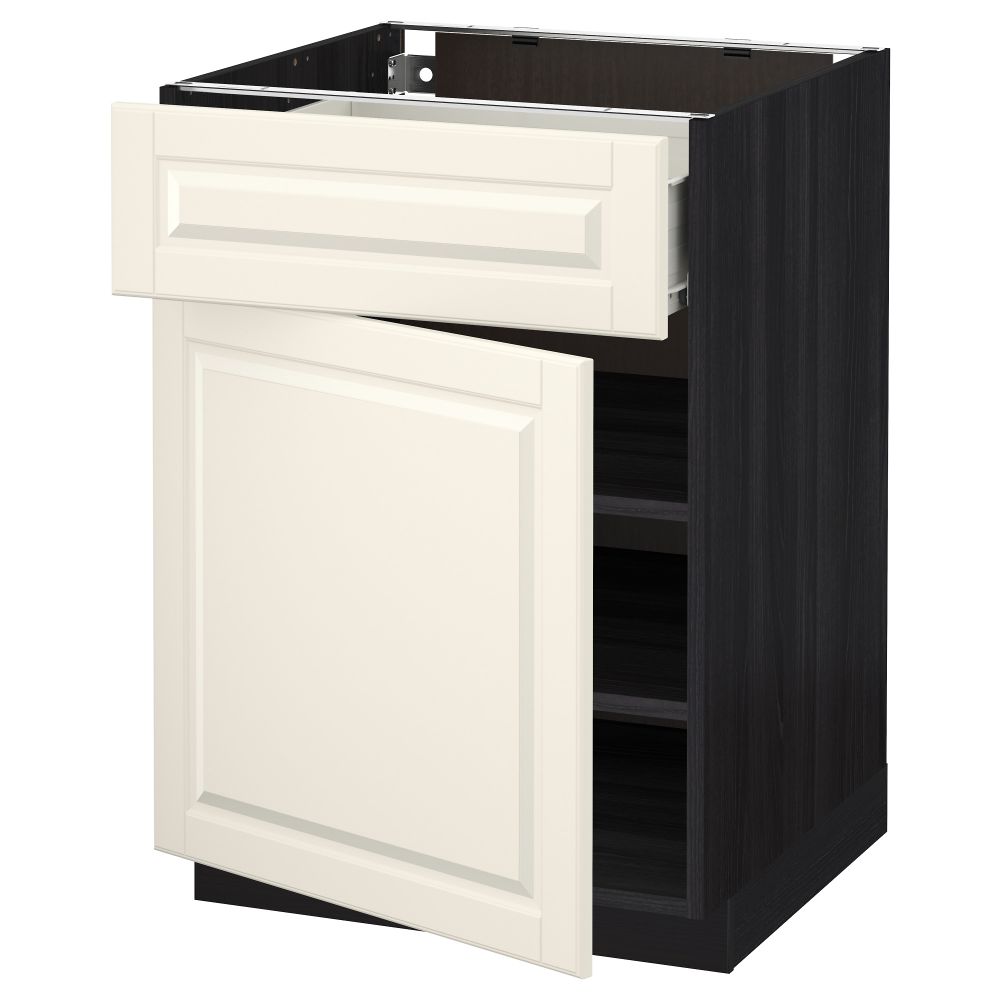 Напольный шкаф с ящиком, дверью МЕТОД / ФОРВАРА, черный, Будбин белый с оттенком - схема-чертеж с размерами