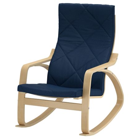 Кресло-качалка ПОЭНГ, березовый шпон, Эдум темно-синий