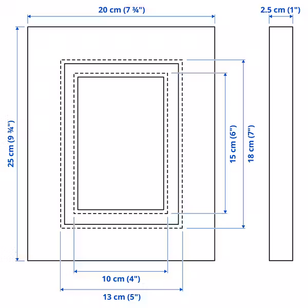 EDSBRUK Рама - черная морилка 13x18 см - схема-чертеж с размерами