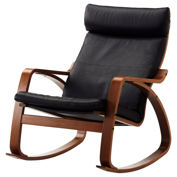 Кресло-качалка ПОЭНГ, классический коричневый, Смидиг черный - фото 1