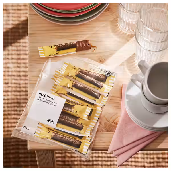 BELÖNING Молочный шоколад - с овсяным печеньем и карамелью Cертифицировано Rainforest Alliance 240 гр - схема-чертеж с размерами