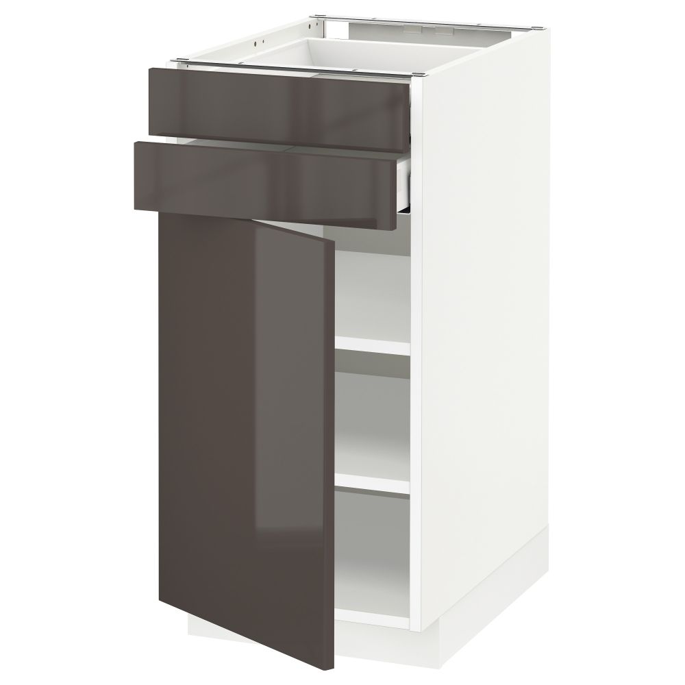 Напольный шкаф с дверцей, 2 ящиками МЕТОД / МАКСИМЕРА, белый, Рингульт серый - схема-чертеж с размерами