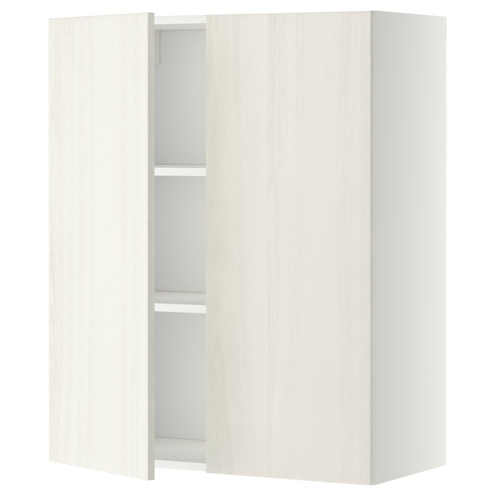 Навесной шкаф с полками, 2 дверцы МЕТОД, белый, Росдаль белый - схема-чертеж с размерами