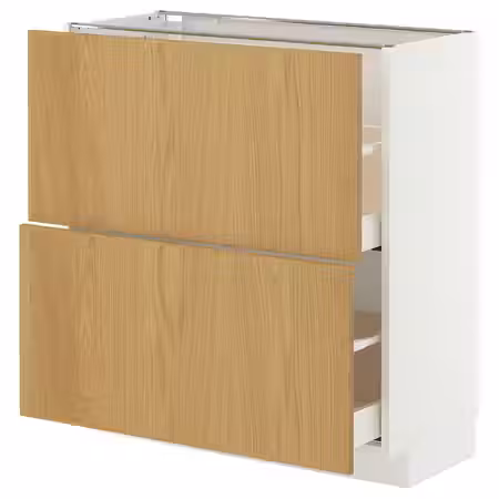 METOD / MAXIMERA Напольный шкаф с 2 ящиками - белый/Sinarp дубовый шпон 80x37 см