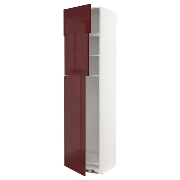 Высокий шкаф для холодильника/3дверцы, белый Калларп/глянцевый темный красно-коричневый 60x60x240 см IKEA METOD МЕТОД 393.270.83 - схема-чертеж с размерами