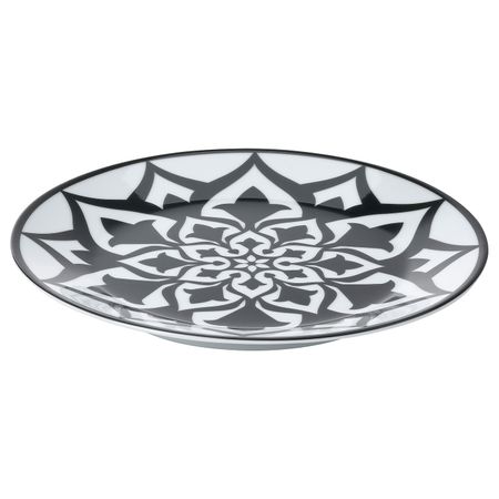 Тарелка десертная, белый, черный 20 см IKEA HEMBJUDEN ХЕМБЬЮДЕН 405.120.65