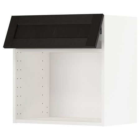 Навесной шкаф для/СВЧ,нажимн механизм, белый/Лерхюттан черная морилка 60x60 см IKEA METOD МЕТОД 393.939.78