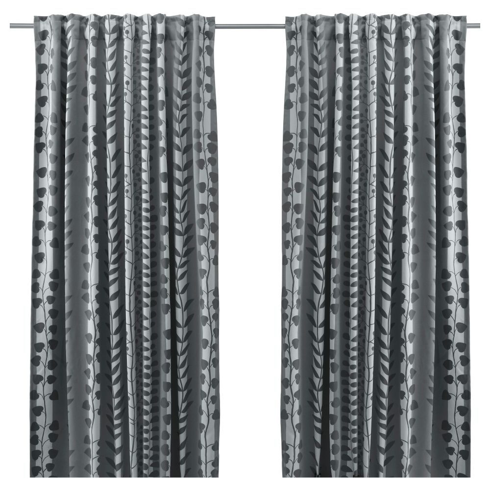 Гардины, блокирующие свет, 1 пара ГУННИ, серый (145x300 см) - фото 1