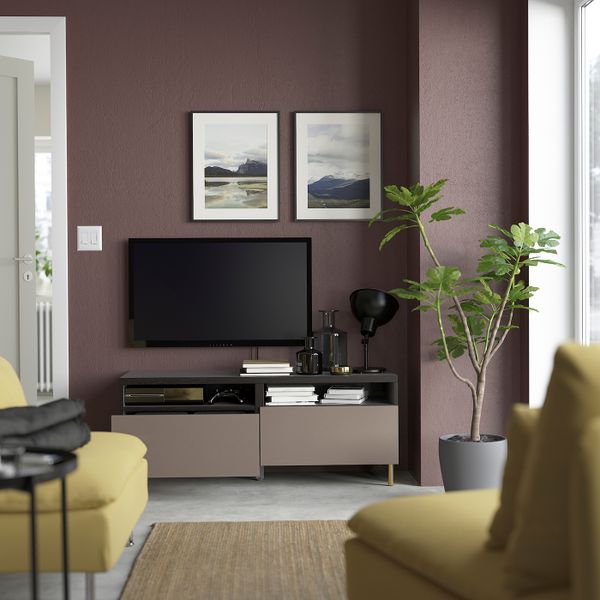 Тумба под ТВ, с ящиками, черно-коричневый/ХЁРТВИКЕН/ОСАРП коричневый 120x42x48 см IKEA BESTÅ БЕСТО 594.401.77 - фото 2