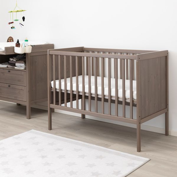 Кроватка детская, серо-коричневый 60x120 см IKEA SUNDVIK СУНДВИК 904.212.18 - схема-чертеж с размерами