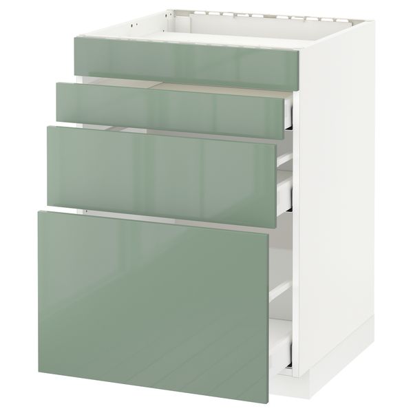 Напольный шкаф для духовки, 4фасада, 3 ящика МЕТОД / МАКСИМЕРА, белый, Калларп светло-зеленый - схема-чертеж с размерами