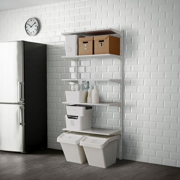 Настенная шина/полки, белый 86x41x197 см IKEA АЛЬГОТ 592.303.82 - фото 1