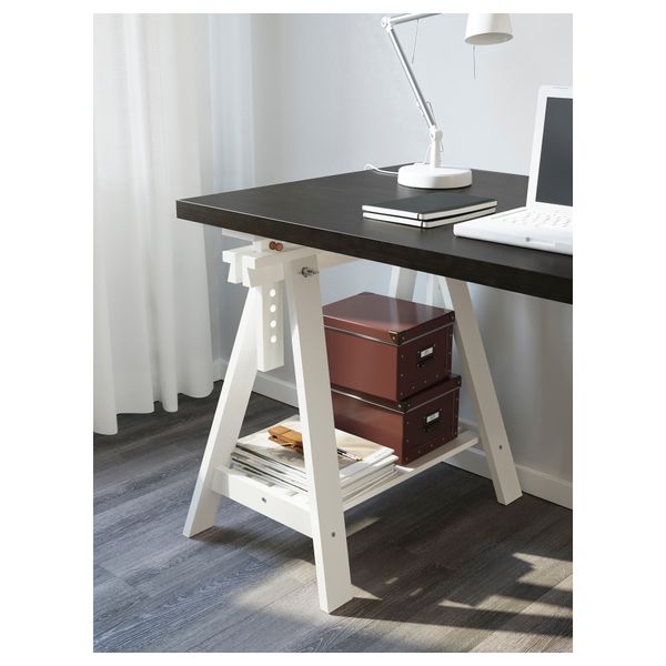 Стол ЛИННМОН / ФИНВАРД, черно-коричневый, белый (150x75 см) - фото 3