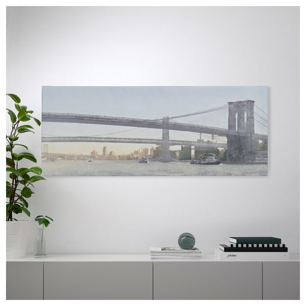 Картина с рамой БЬЁРКСТА, Мосты, цвет алюминия (140x56 см) - фото 4