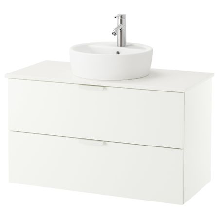 Шкаф п-раковину/столешн45/раковина ГОДМОРГОН/АЛДЕРН / ТОРНВИКЕН, белый, белый (102x49x74 см)