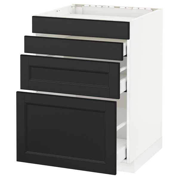 Напольный шкаф для духовки, 4фасада, 3 ящика МЕТОД / МАКСИМЕРА, белый, Лаксарби черно-коричневый - схема-чертеж с размерами