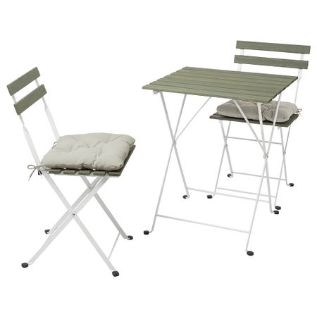 Стол + 2 стула, для сада, белый, зеленый, Kuddarna серый IKEA TÄRNÖ ТЭРНО 894.907.69