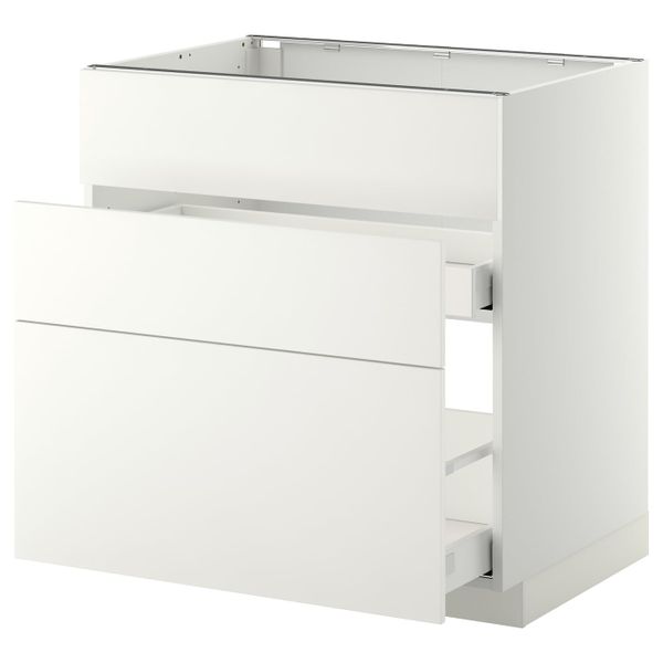 Напольный шкаф под мойку + 3 фронтальных панели/2ящ, белый/Хэггеби белый 80x60 см IKEA METOD МЕТОД / MAXIMERA МАКСИМЕРА - схема-чертеж с размерами