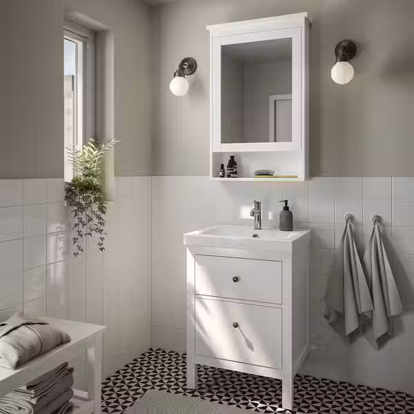 HEMNES / ORRSJÖN ОРРШЁН Шкаф с ящиками/раковина/смеситель - фото 2