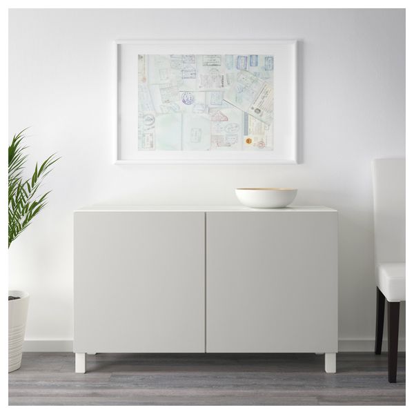 Комбинация для хранения с дверцами БЕСТО, белый, Лаппвикен светло-серый (120x40x74 см) - схема-чертеж с размерами