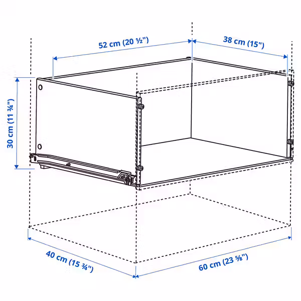 KONSTRUERA Ящик без фронтальной панели - белый 30x40 см - схема-чертеж с размерами