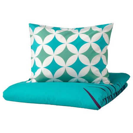Пододеяльник и наволочка, под плитку/бирюзовый 150x200/50x70 см IKEA GRACIÖS ГРАСИОС 104.624.44