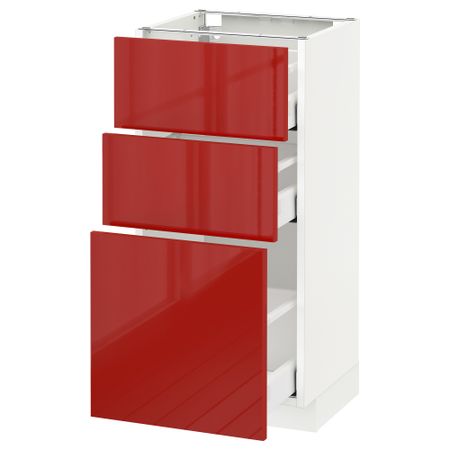 Напольный шкаф с 3 ящиками МЕТОД / МАКСИМЕРА, белый, Рингульт красный