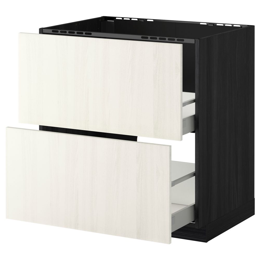 Напольный шкаф под мойку + 2 фронтальных панели, 2 ящика МЕТОД / МАКСИМЕРА, черный, Росдаль белый - схема-чертеж с размерами
