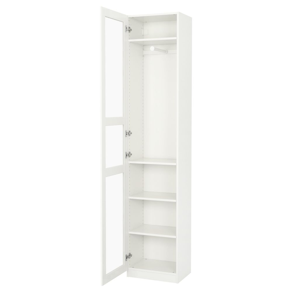 Гардероб ПАКС, белый, Тисседаль стекло (50x38x236 см) - фото 1
