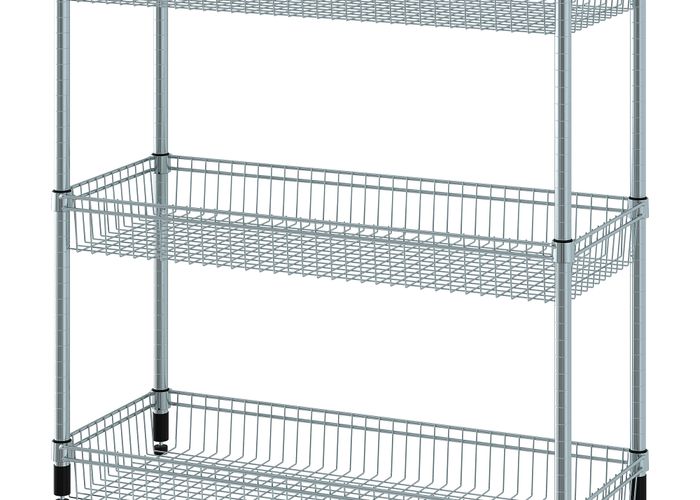 Стеллаж с 3 корзинами, оцинковка, 92x36x94 см IKEA OMAR ОМАР 804.830.75