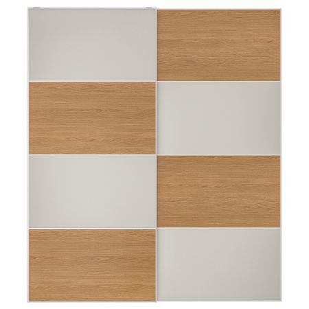 Пара раздвижных дверей, 200x236 см, двусторонний, под дуб светло-серый IKEA MEHAMN МЕХАМН 394.397.83