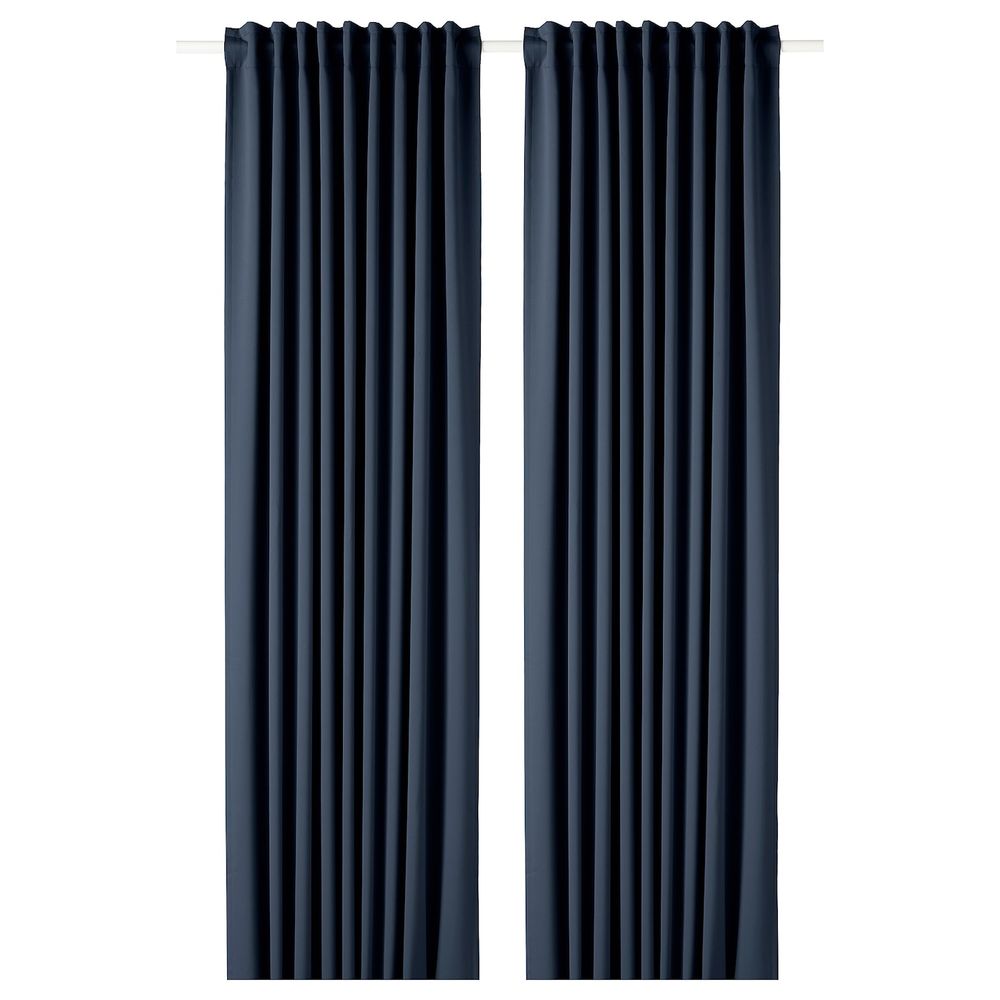 Гардины, блокирующие свет, 2 шт., темно-синий 145x300 см IKEA MAJGULL МАЙГУЛЛ 503.486.30 - фото 1