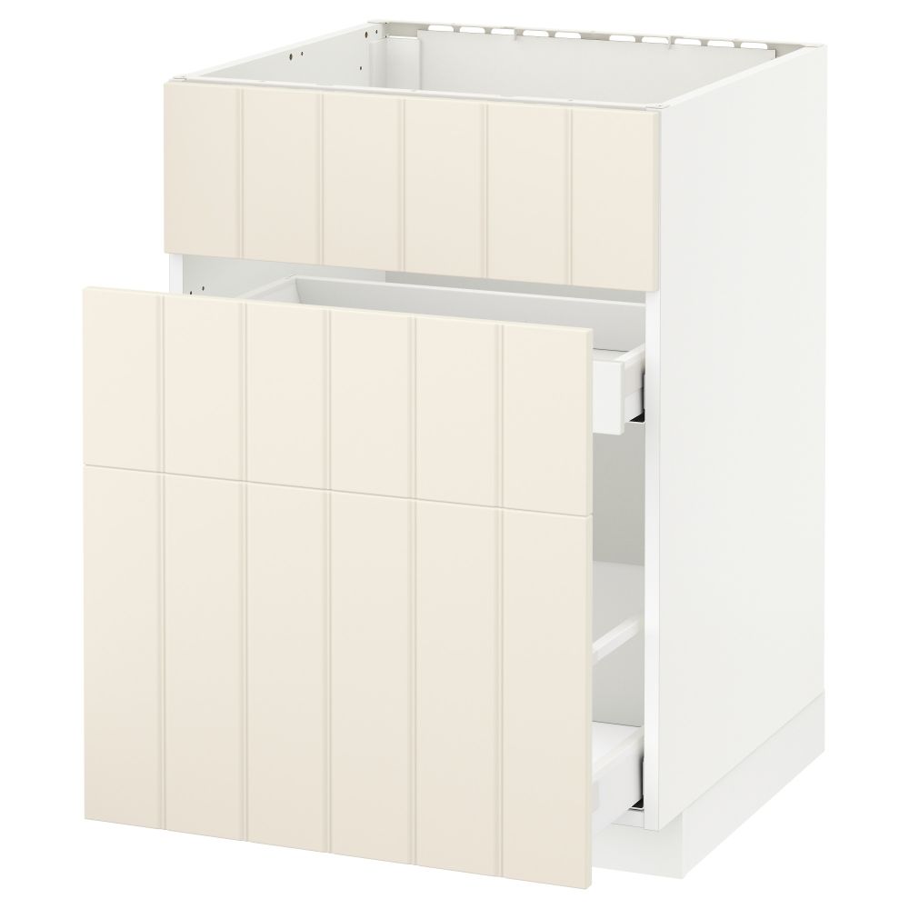 Напольный шкаф под мойку + 3 фронтальных панели, 2 ящика МЕТОД / МАКСИМЕРА, белый, Хитарп белый с оттенком - схема-чертеж с размерами