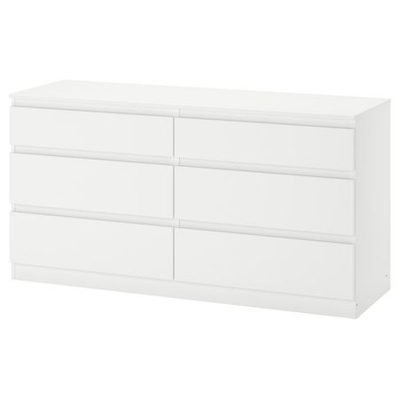 KULLEN Комод с 6 ящиками - белый 140x40x72 см