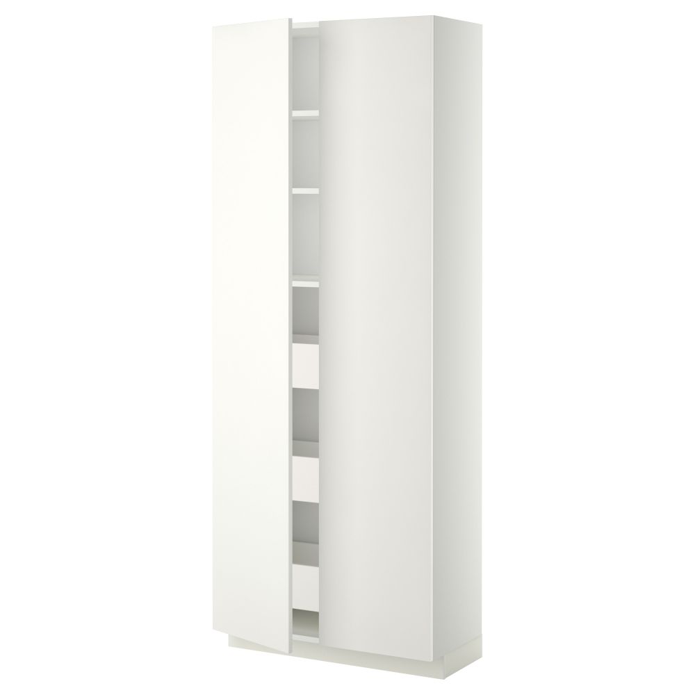 Высокий шкаф с ящиками, 2 дверцы МЕТОД / МАКСИМЕРА, белый, Хэггеби белый (80x37x200 см) - фото 1