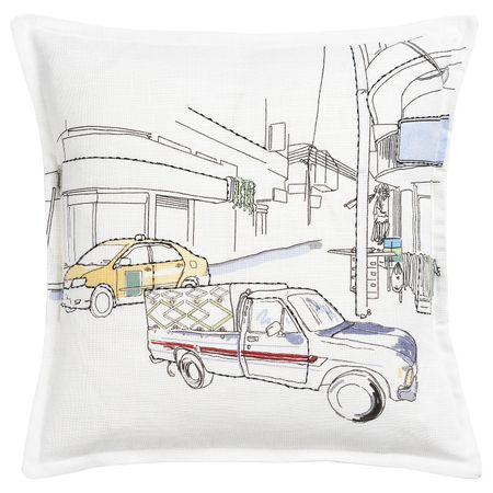 Чехол на подушку, белый желтый/ручная работа 50x50 см IKEA LOKALT ЛОКАЛЬТ 504.994.93