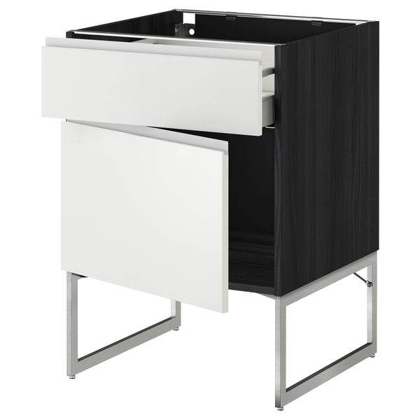 Напольный шкаф с ящиком, дверью МЕТОД / МАКСИМЕРА, черный, Нодста белый - схема-чертеж с размерами
