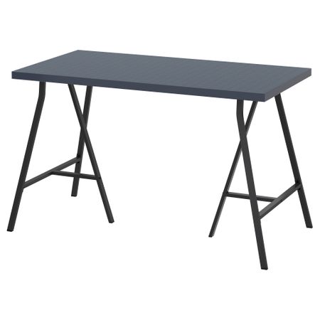 Стол ЛИННМОН / ЛЕРБЕРГ, геометрический синий, серый (120x60 см)